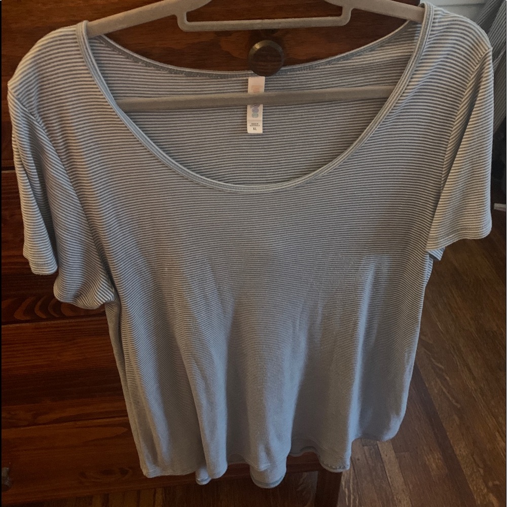 Lularoe Blue Striped Classic Tee